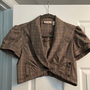 Dkny Brown Blazer with Puffed Sleeves